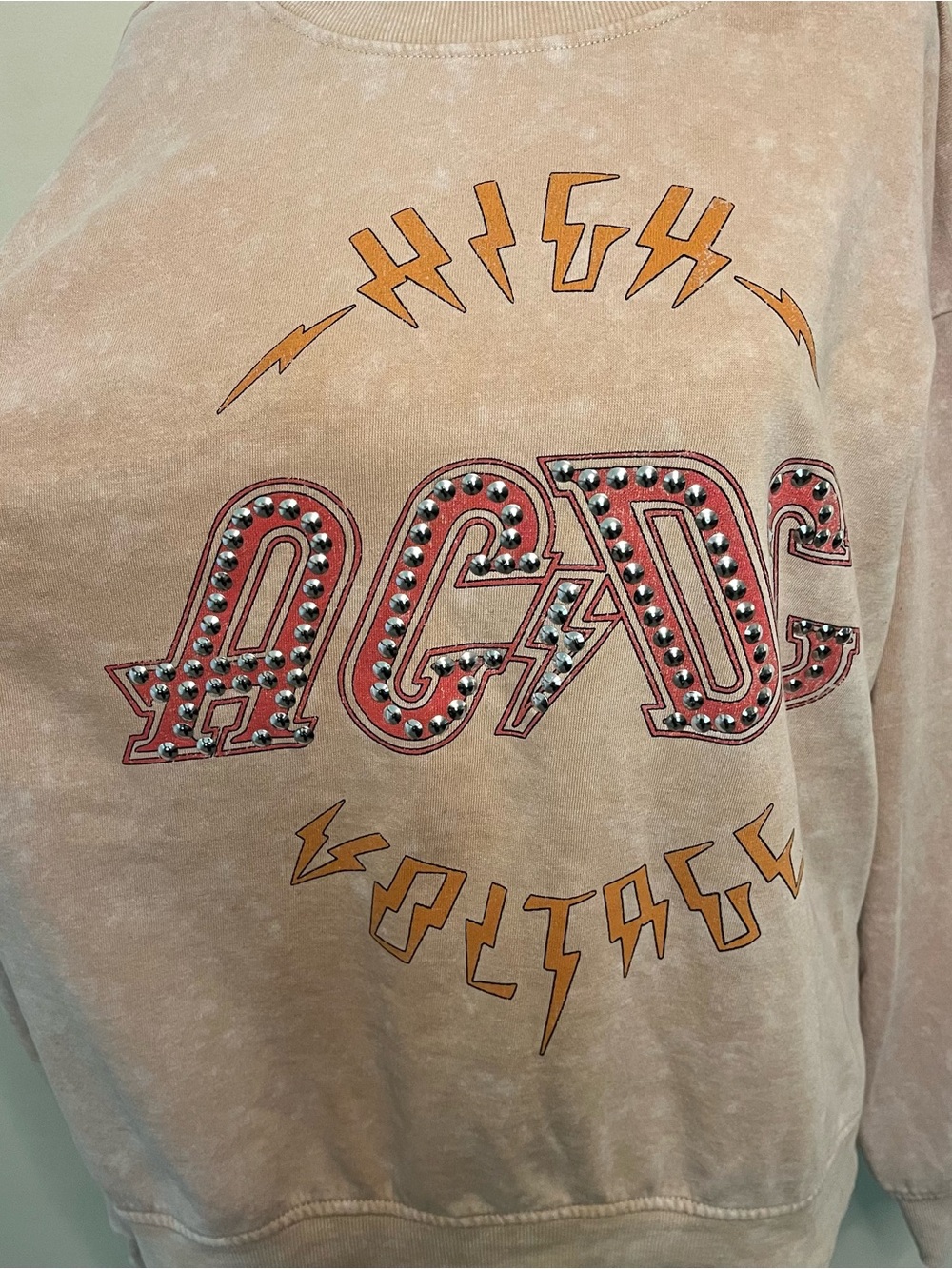 AC/DC Crewneck Sweatshirt with Studded Logo